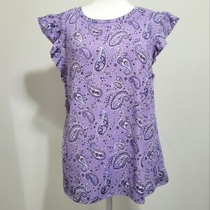 12 Thompson Purple Paisley Women's Top